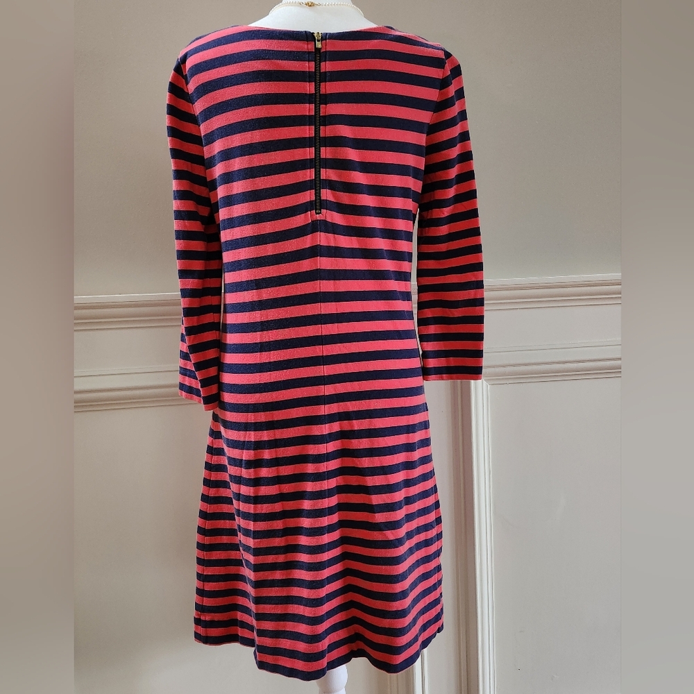 Lilly Pulitzer Charlene Pink And Navy Striped Long Sleeve Dress XS - Picture 3 of 8